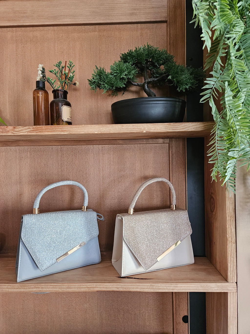 Sac à Main Pailleté Neuf - Beige et Gris - FIN DE SÉRIE - 2 Pièces Seulement