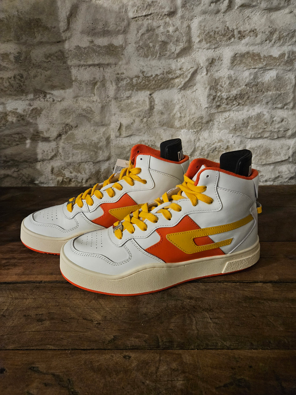 Baskets Diesel Homme Blanches Orange Jaune - Pointure 42.5 - FIN DE SÉRIE