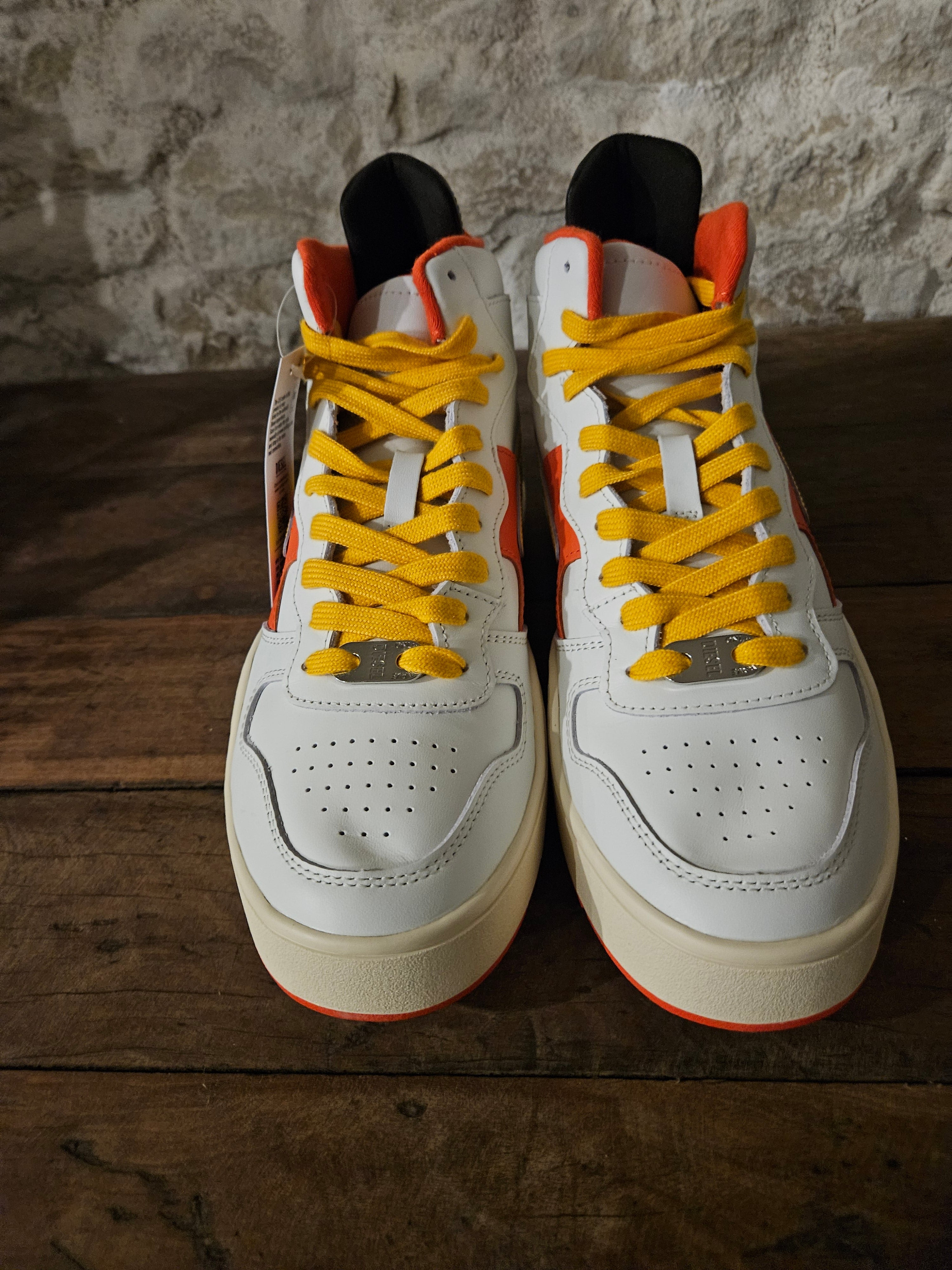 Baskets Diesel Homme Blanches Orange Jaune - Pointure 42.5 - FIN DE SÉRIE